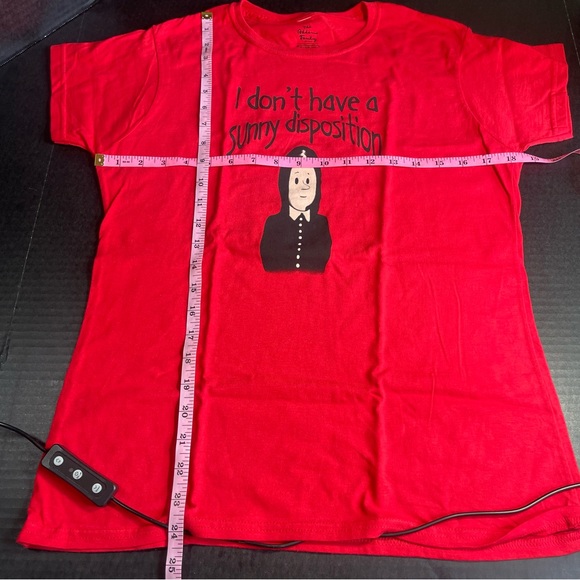 RARE! BNWOT ADDAMS FAMILY MUSICAL WEDNESDAY ADAMS TSHIRT WOMENS XL MADE SMALL. - Picture 2 of 6